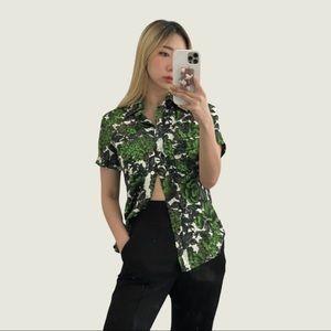 Paul Smith Green Floral Blouse (100% silk)